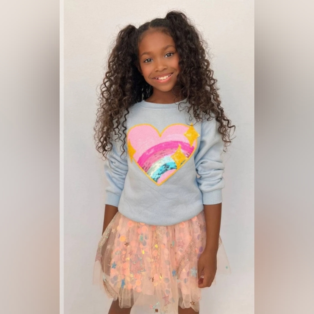 LOLA AND THE BOYS Rainbow sparkle heart sweatshirt